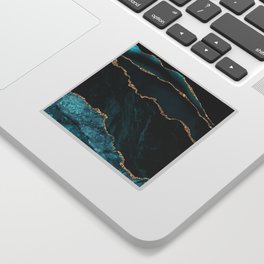 Teal Blue Emerald Marble Landscapes Sticker