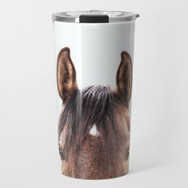 peekaboo horse, bw horse print, horse photo, equestrian, equestrian photo, equestrian decor Travel Mug