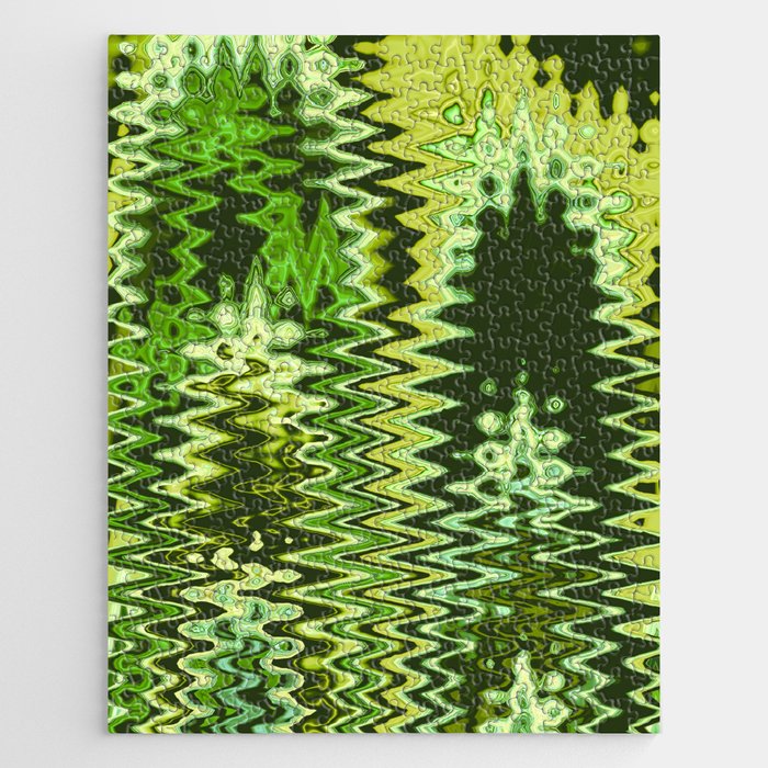 Bright Green Zigzag Pattern  Jigsaw Puzzle