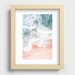 Aerial Beach Print - Sands of Coral Haze - Ocean Sea photography by Ingrid Beddoes Recessed Framed Print