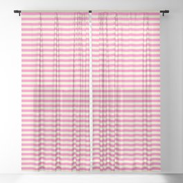[ Thumbnail: Hot Pink & Light Yellow Colored Striped Pattern Sheer Curtain ]