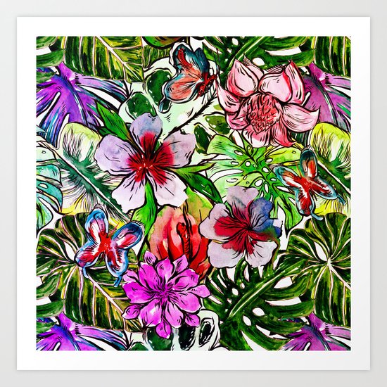 Tropical Flower Hibiscus Garden Art Print