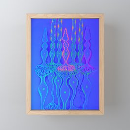 Cone cells rod cells and bipolar neurons in the retina, fluorescent drawing Framed Mini Art Print