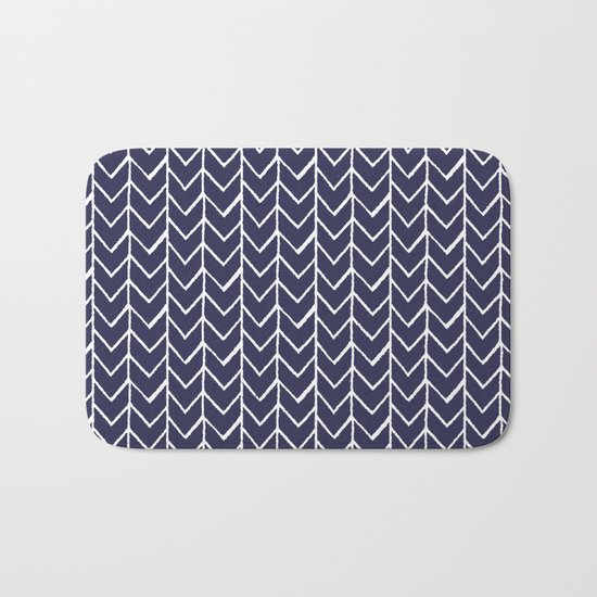Herringbone Blue And White Bath Mat