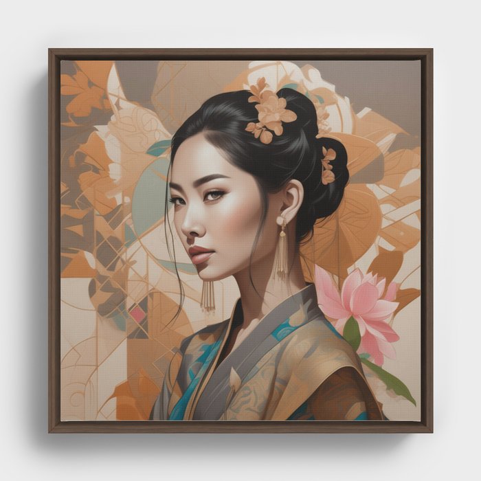 Elegance in Silk: Thai-Chinese Portrait Framed Canvas