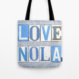 Love NOLA New Orleans Street Sign Tiles Word Art Print Louisiana Cajun French Quarter Tote Bag