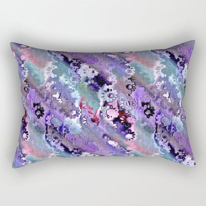 Ombre purple daisy floral tie dye batik pattern. Colorful boho flower summer girly linen paint wash Rectangular Pillow