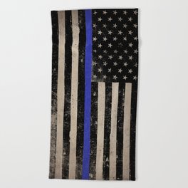 Thin Blue Line Police Flag First Responder USA Hero Beach Towel