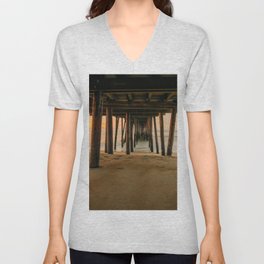 Nags Head Pier Outer Banks North Carolina Beach Ocean Print V Neck T Shirt