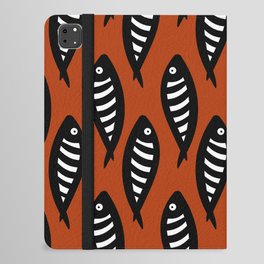 Abstract black and white fish pattern Burnt orange iPad Folio Case