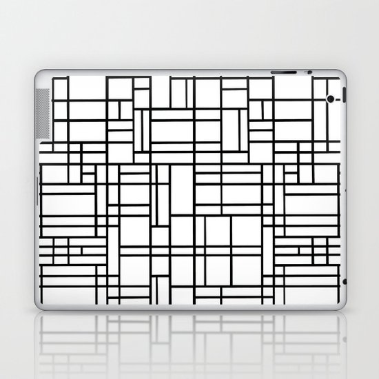 Map Outline Black on White Laptop & iPad Skin