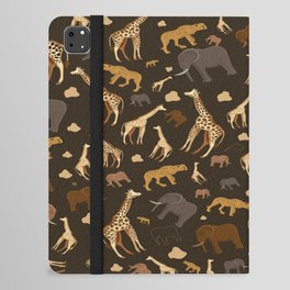 Safari Giraffe, elephants and cheetah pattern  iPad Folio Case