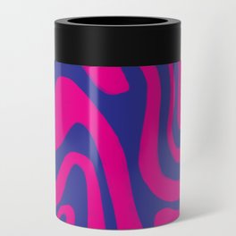 Psychedelic Liquid Swirl in Iridescent Blue + Hot Pink Can Cooler