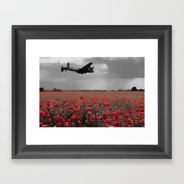 Lancaster Flyover with Red Poppies Framed Art Print | Digital, Vintage, Photo, Landscape 