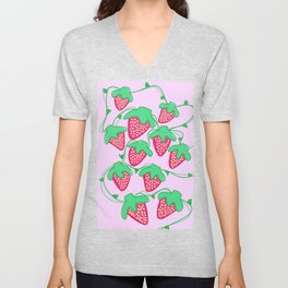 New strawberry  V Neck T Shirt