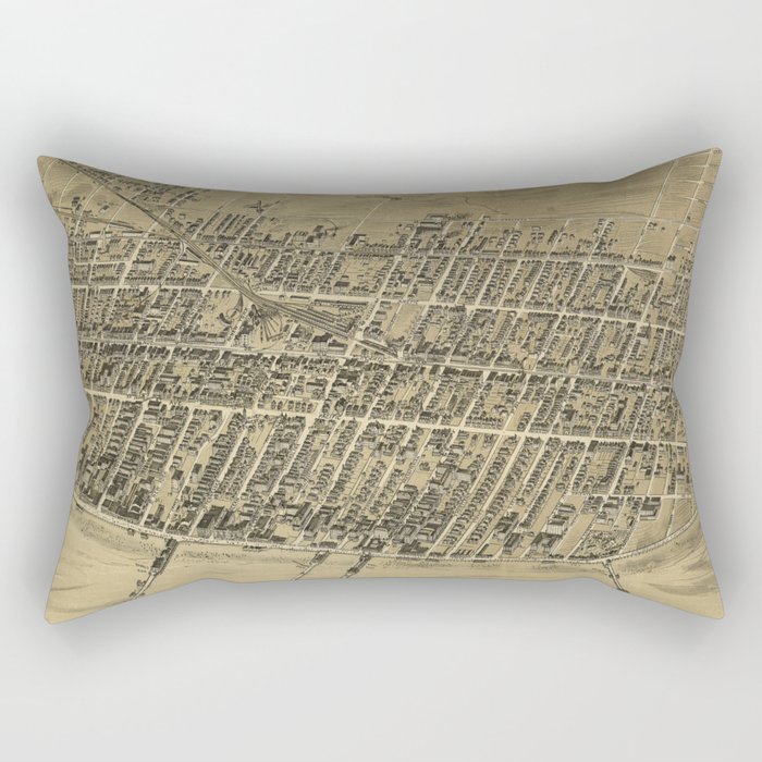 Vintage Pictorial Map of Atlantic City NJ (1900) Rectangular Pillow