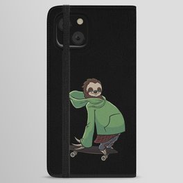 Sloth Skateboarding on a Longboard iPhone Wallet Case
