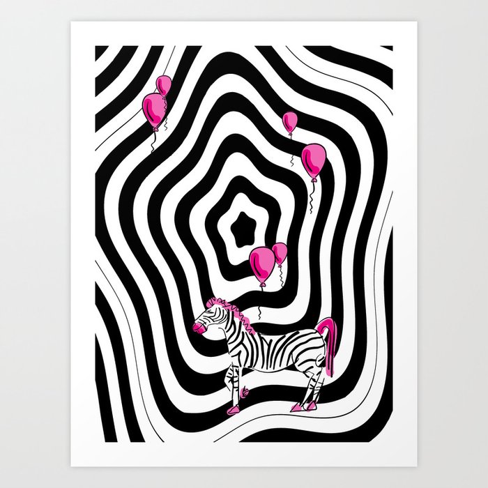 Pink Zebra Dream Art Print