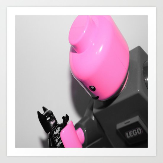 Giant Lego Man Attacks Art Print