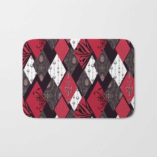 Black-red patchwork . Bath Mat
