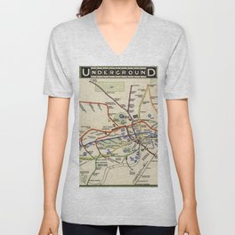 London Underground Railways 1909 - Vintage Illustrated Map V Neck T Shirt