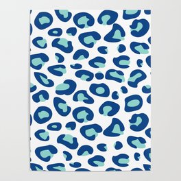 Blue Leopard Print Poster