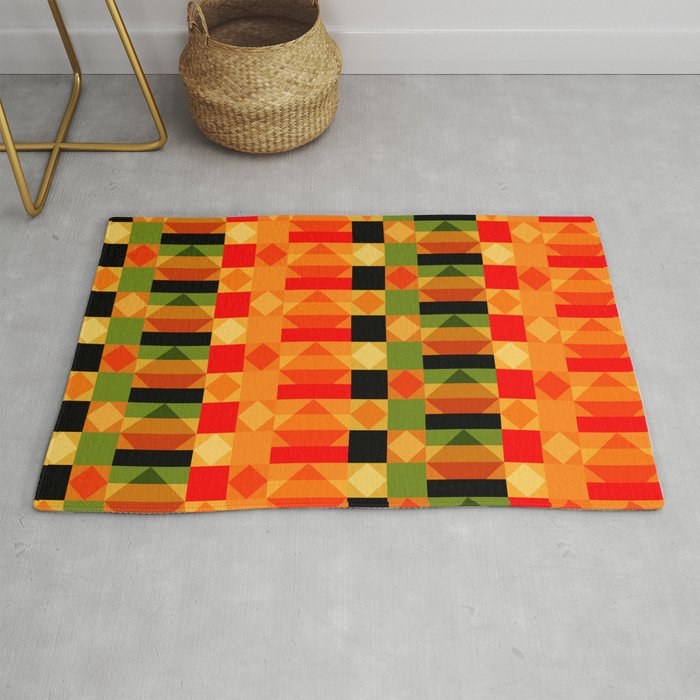 Kente Cloth Pattern Traditional African Rug by Azure Designs