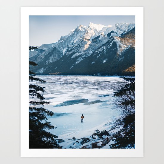 Winter at Lake Minnewanka Art Print