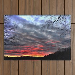 Canada Photography - Sunset Over The Ice Cold Lake Outdoor Rug