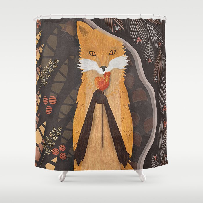 Fox and candy bird Shower Curtain
