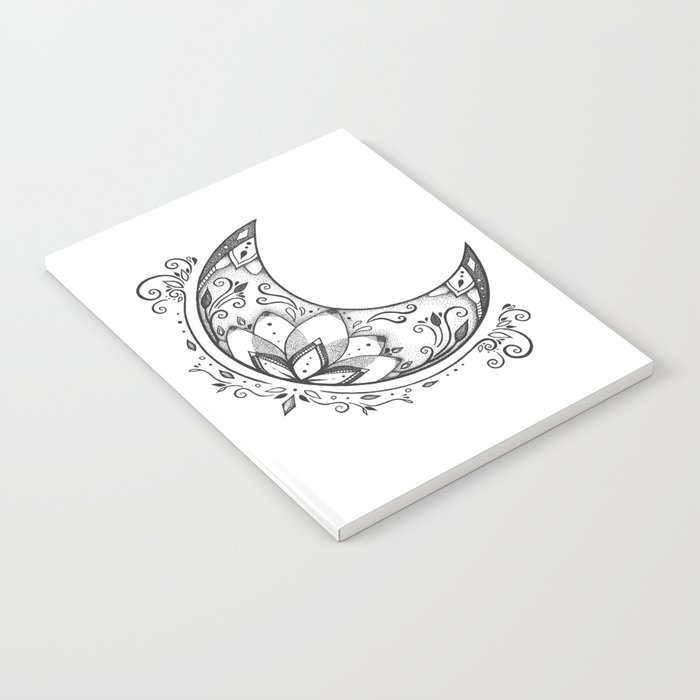 Ornamental Crescent Moon Lotus Notebook By Ricangeline Society6