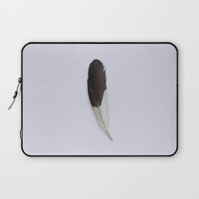 Minimalist Black and White Feather Laptop Sleeve