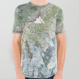 Topographic map of the gorgeous Chamonix valley All Over Graphic Tee