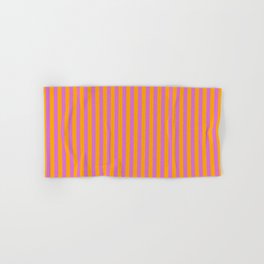 [ Thumbnail: Orchid & Orange Colored Stripes/Lines Pattern Hand & Bath Towel ]