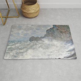 Rough weather at Etretat by Claude Monet, 1883 Rug | Wave, Roughweather, Shore, Claude, Coast, Painting, Decor, Coastal, Monet, Ocean 