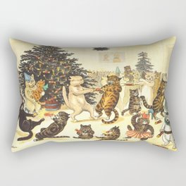 'Christmas Party Cats' by Louis Wain Vintage Cat Art Rectangular Pillow