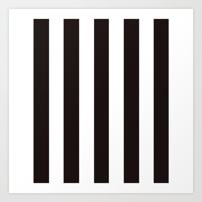 Licorice Black Solid Color White Vertical Lines Pattern Art Print By Make It Colorful Society6