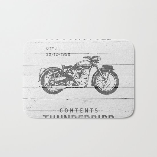 Vintage Triumph Thunderbird Motorcycle Bath Mat