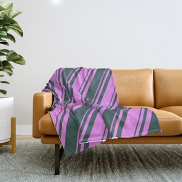 [ Thumbnail: Violet and Dark Slate Gray Colored Lines Pattern Throw Blanket ]