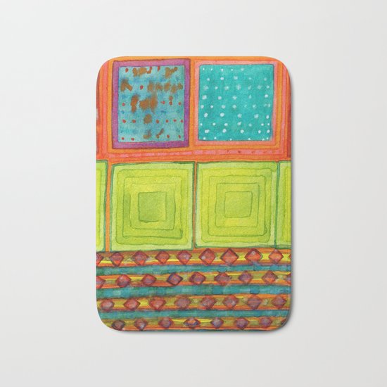 Dreamlike Interior with Yellow Wall Panels Bath Mat
