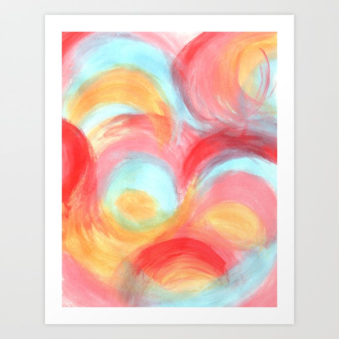 Pretty Pink And Blue Painted Rainbow Colours Art Print By