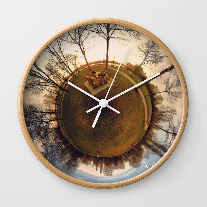 PARK PLANET PROJECT PO PARK CREMONA ITALY AUTUMN NATURE Wall Clock