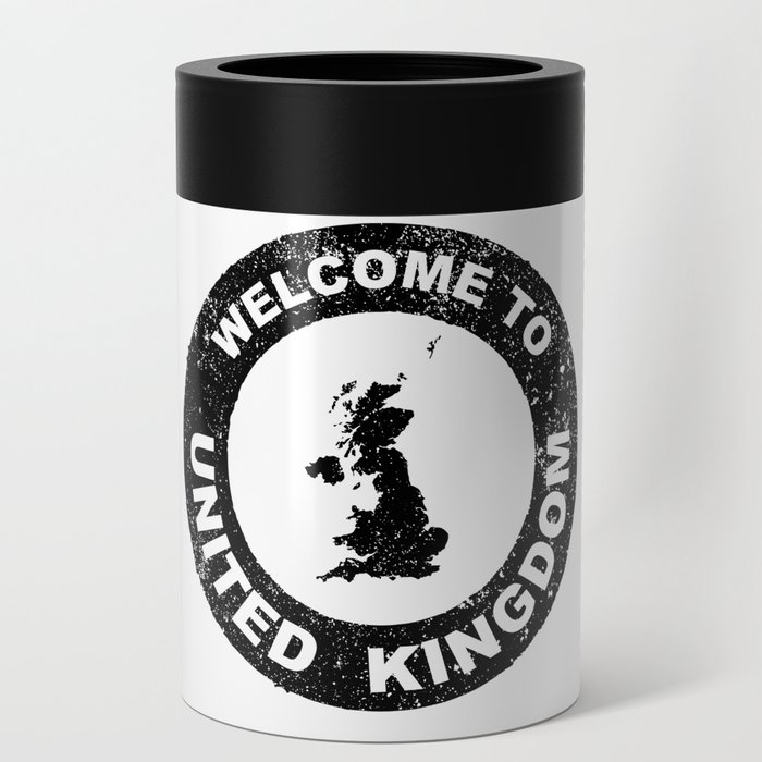 Rubber Ink Stamp Welcome To United KIngdom Can Cooler