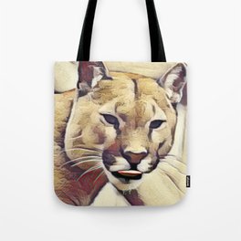 Cougar Stare In Weathered Tote Bag