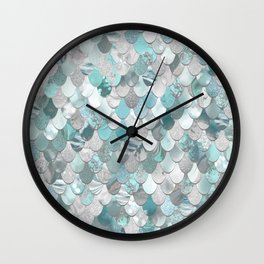 Mermaid Aqua and Grey Wall Clock