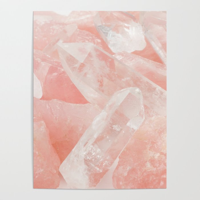 Light Pink Rose Quartz Crystals Poster