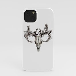 deer skull with flower crown iPhone Case