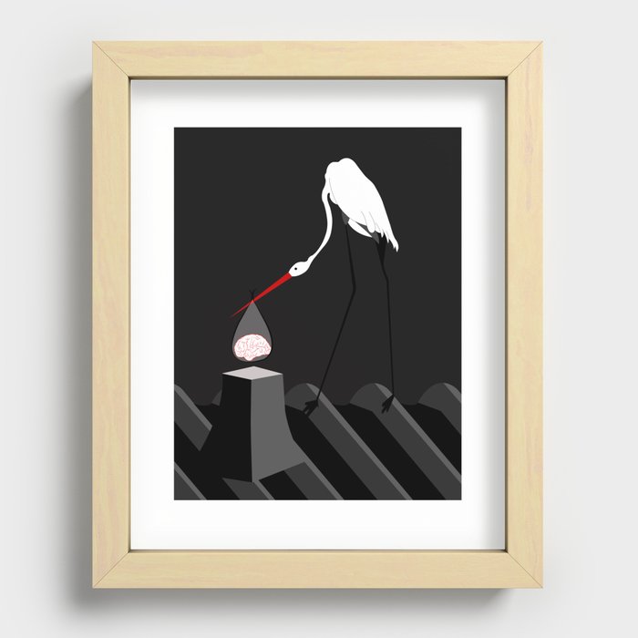 brain delivery by a stork Recessed Framed Print