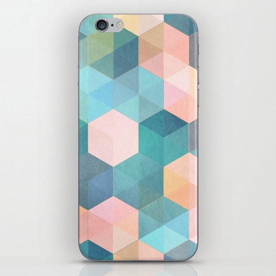 Child's Play 2 - hexagon pattern in soft blue, pink, peach & aqua iPhone Skin