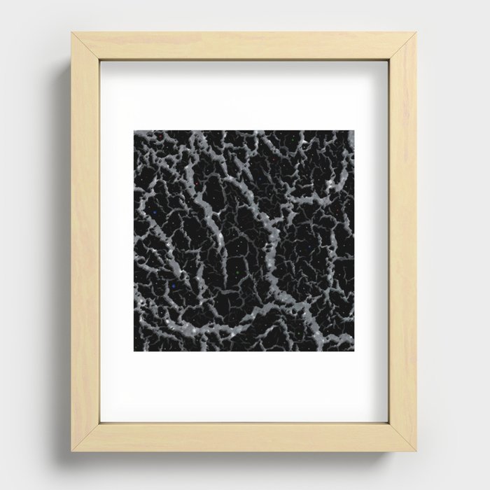 Cracked Space Lava - Glitter Silver Recessed Framed Print